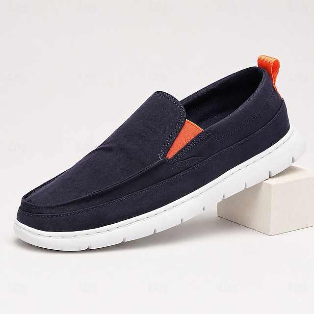 Men's Casual Slip-On Shoes, Soft Fabric Upper, Elastic Side Gores, Flexible Sole for Travel and Daily Wear