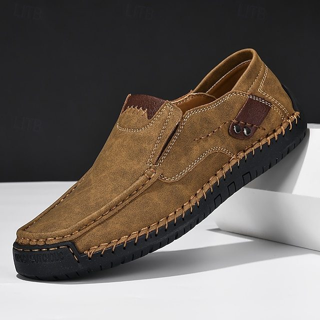 Men's Casual Slip-On Loafers, Lightweight Breathable Faux