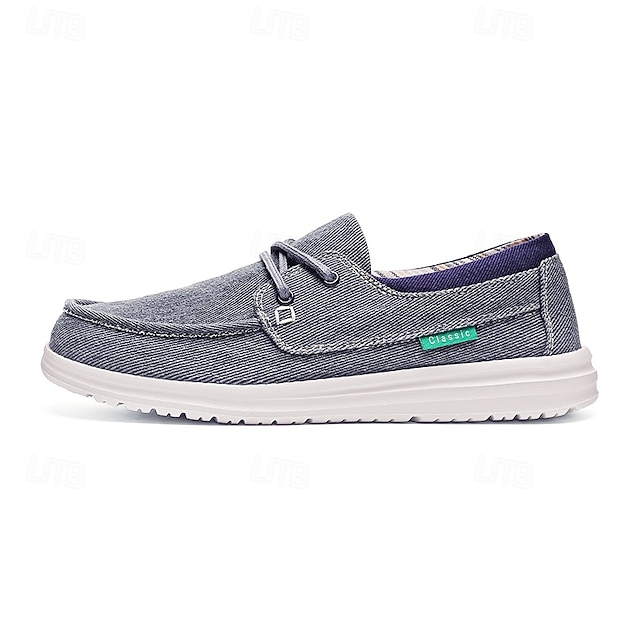 Men's Beige Canvas Boat Shoes with Lace-Up Design and Comfortable Sole – Ideal for Casual and Outdoor Activities