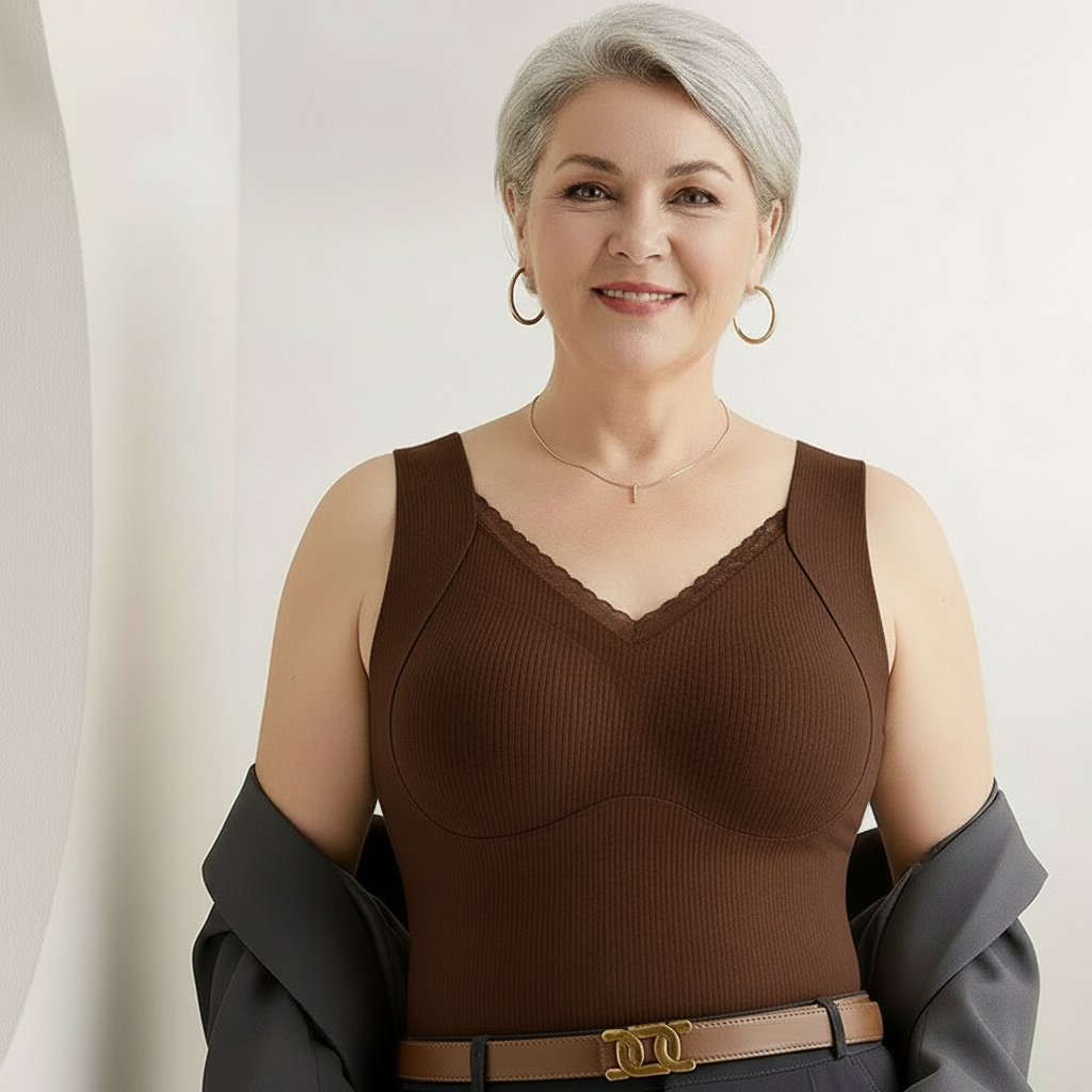 Far‑Infrared Self‑Heating Seamless Thermal Vest with Built‑In Bra