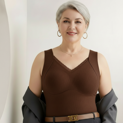 Far‑Infrared Self‑Heating Seamless Thermal Vest with Built‑In Bra