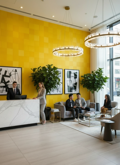 Zellige Wallpaper, mustard