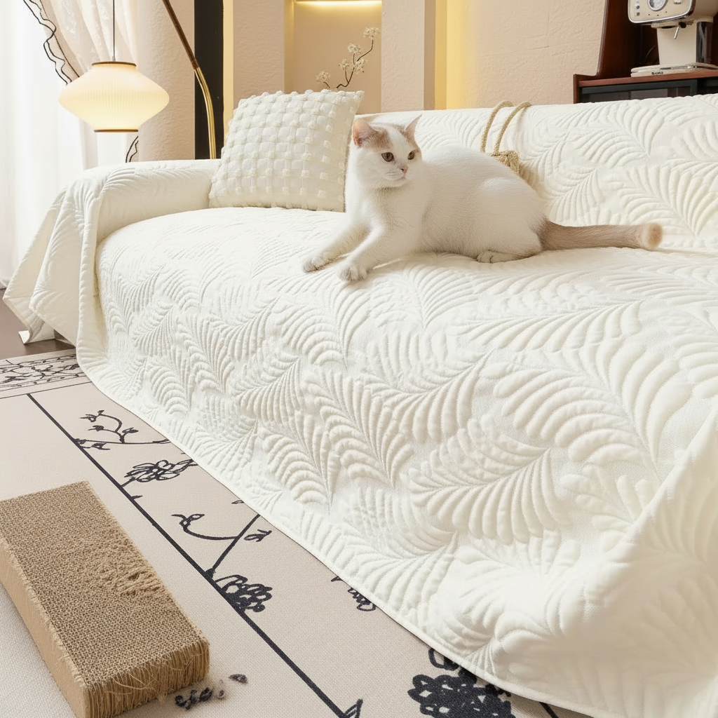 Leaf Imprint Sofa Cover – Bold Modern Pattern for Pet Lovers | Soft, Durable & Hassle-Free Protection