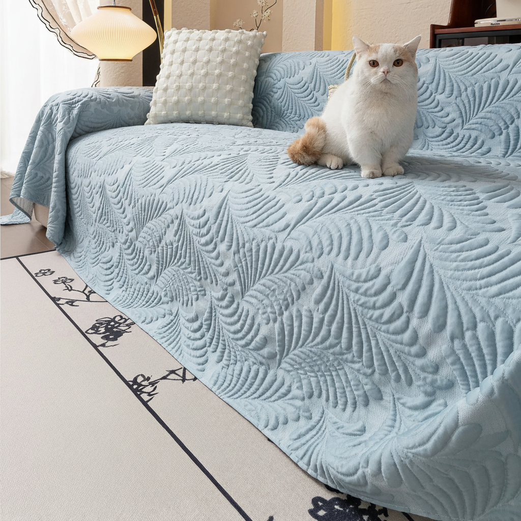 Leaf Imprint Sofa Cover – Bold Modern Pattern for Pet Lovers | Soft, Durable & Hassle-Free Protection