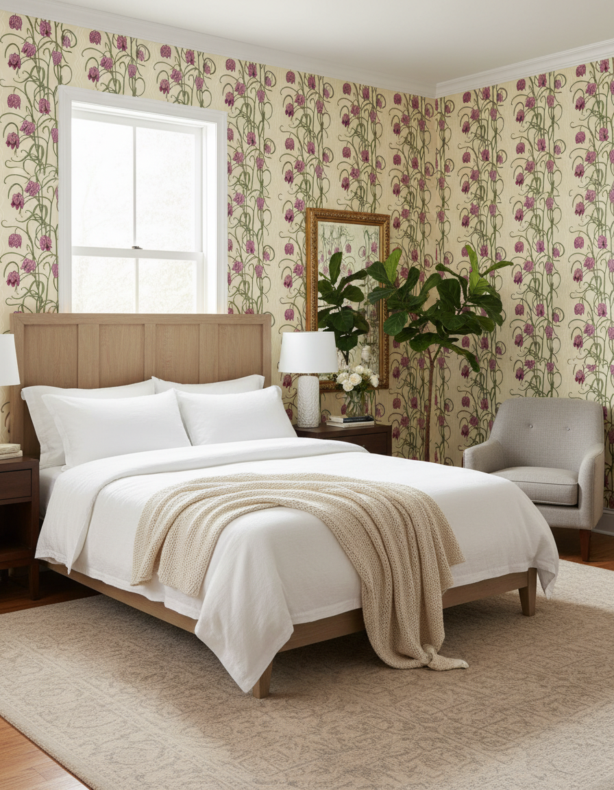 Campanas Wallpaper, tan and purple