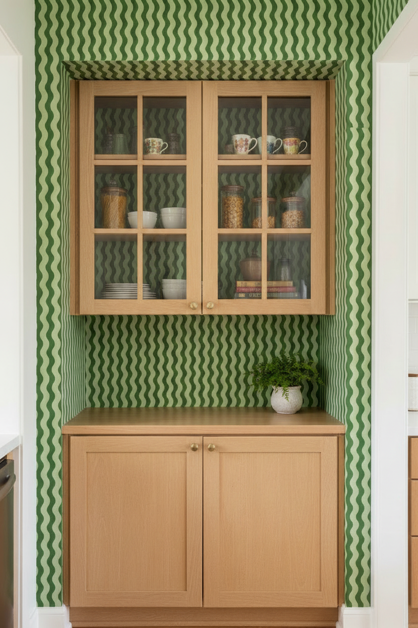 Ziggy Stripe Wallpaper, green and sage