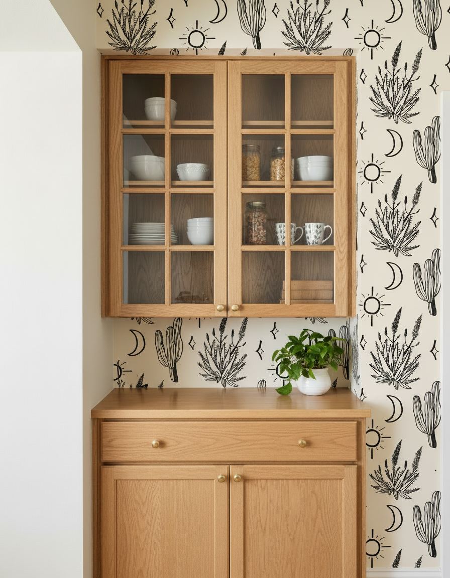 Desert Sky Wallpaper, large pattern, sand and black