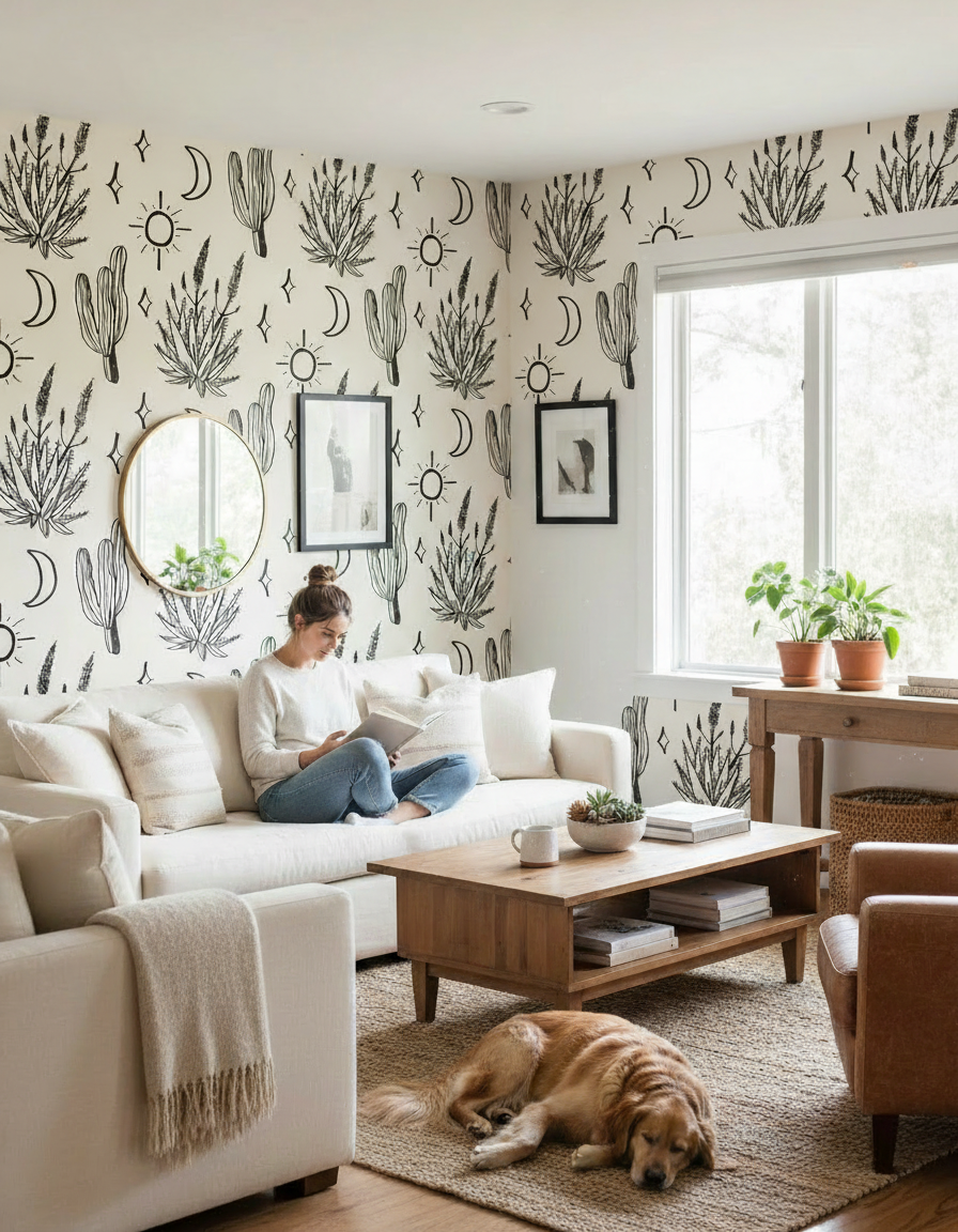 Desert Sky Wallpaper, large pattern, sand and black