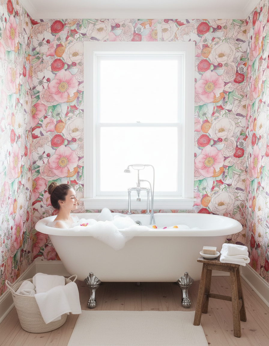 Floral Reverie Wallpaper, red