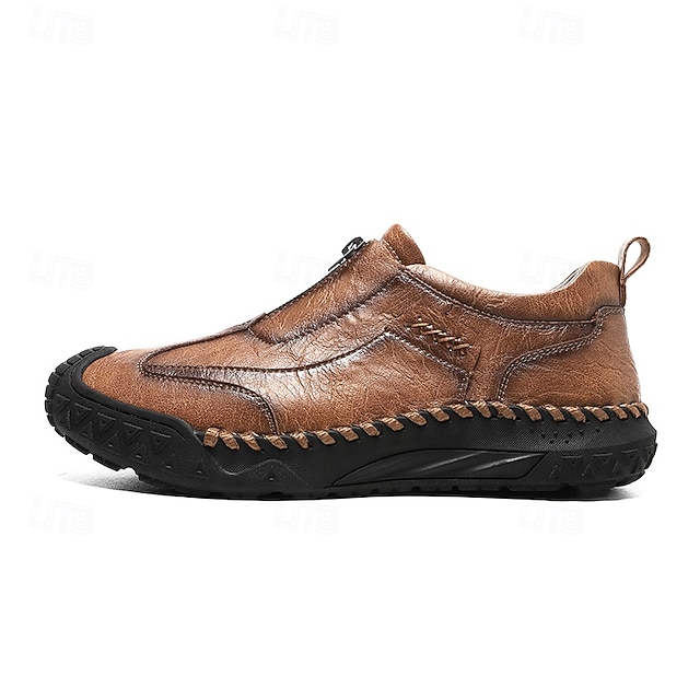 Men's Brown Slip-On Casual Shoes with Non-Slip Sole,-ENJOYHOMETECH
