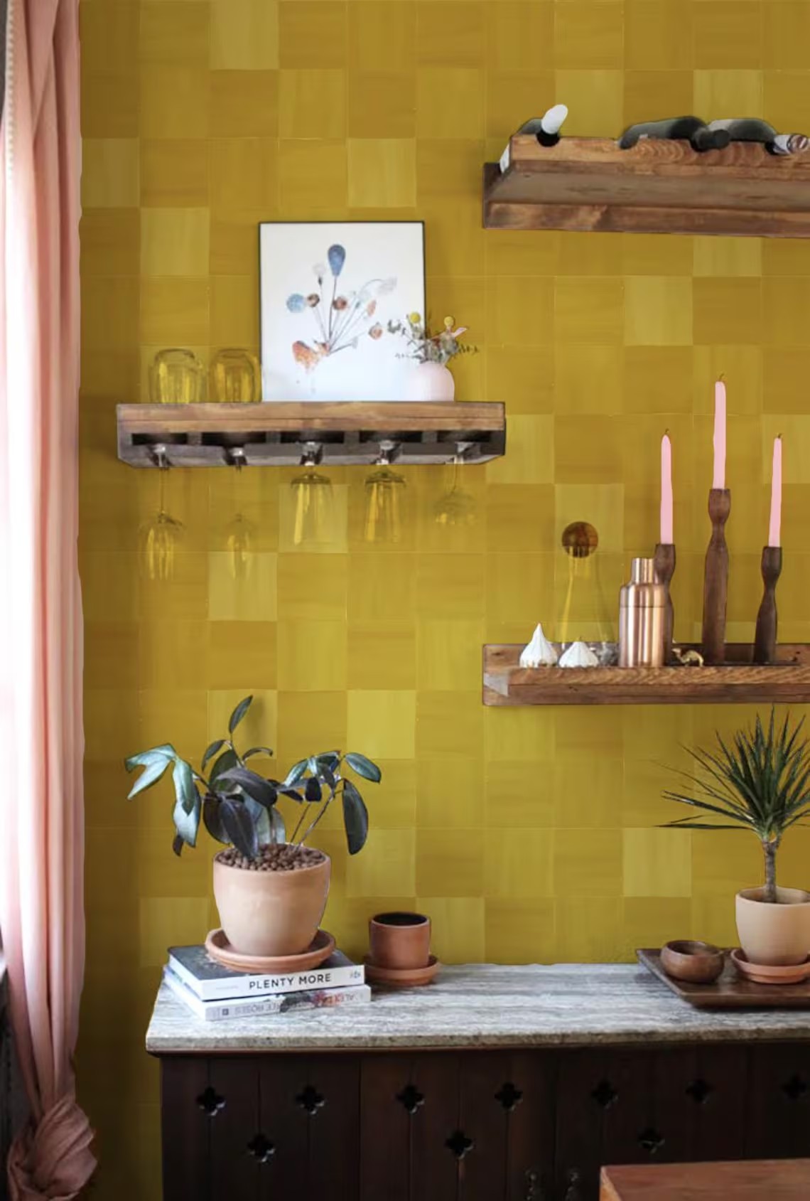 Zellige Wallpaper, mustard