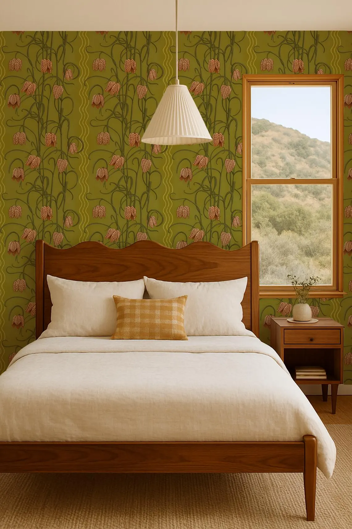 Campanas Wallpaper, chartreuse and orange