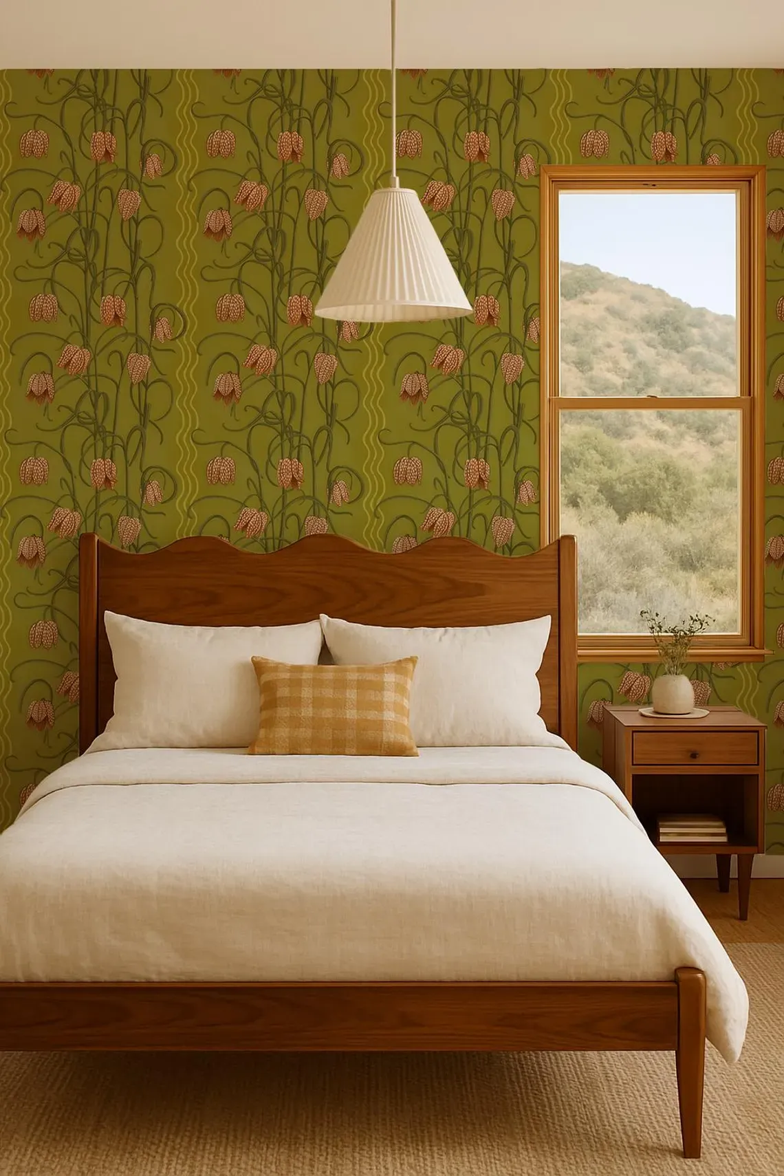 Campanas Wallpaper, chartreuse and orange