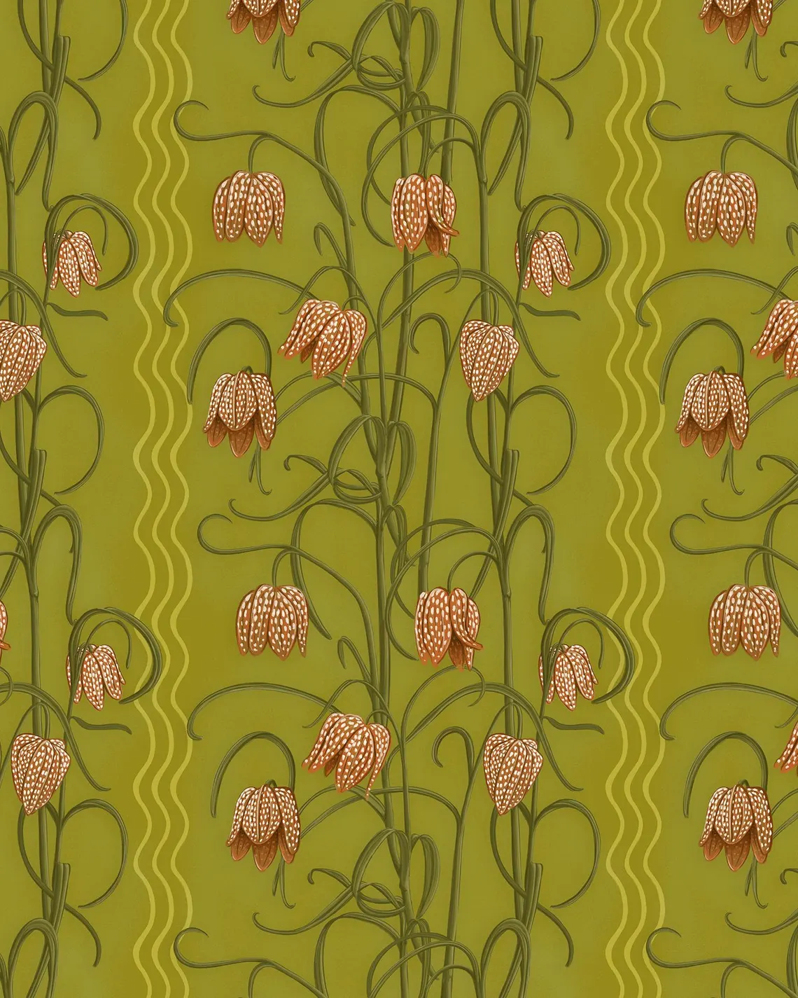 Campanas Wallpaper, chartreuse and orange