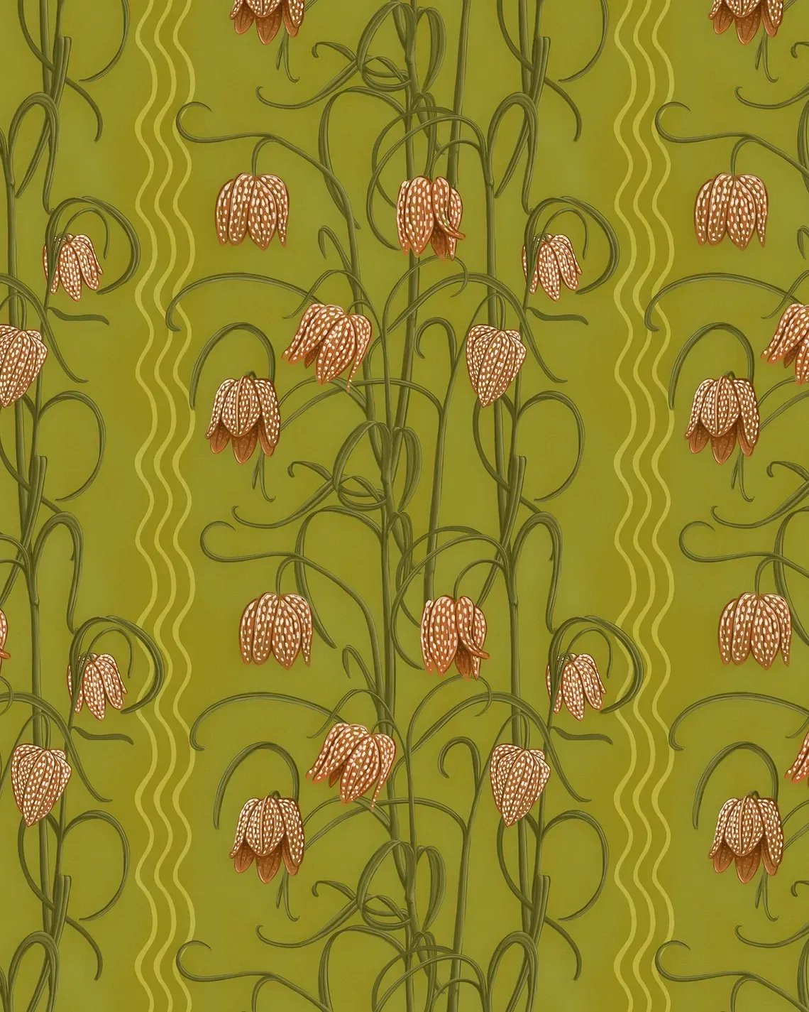 Campanas Wallpaper, chartreuse and orange