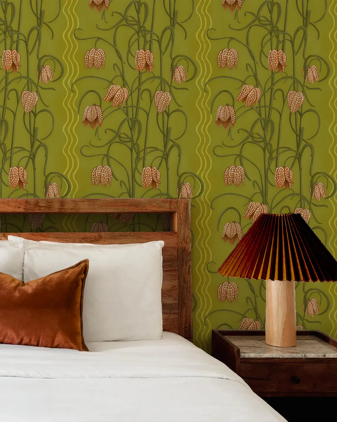 Campanas Wallpaper, chartreuse and orange
