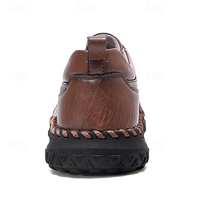 Men's Brown Slip-On Casual Shoes with Non-Slip Sole,-ENJOYHOMETECH