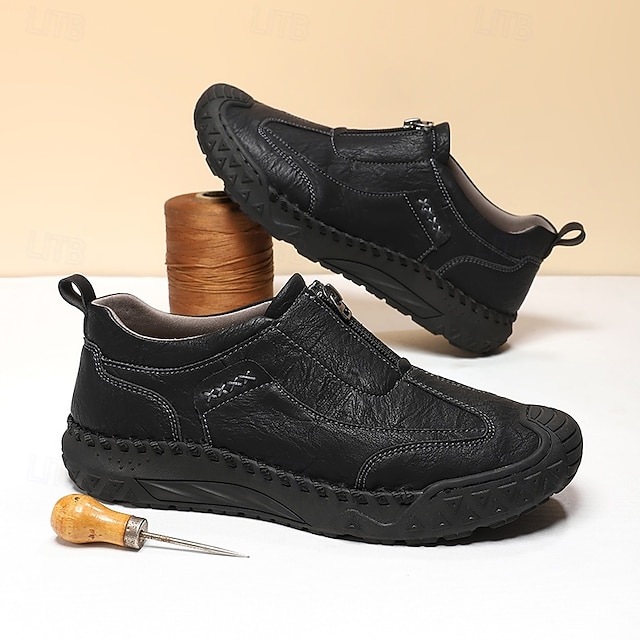 Men's Brown Slip-On Casual Shoes with Non-Slip Sole,-ENJOYHOMETECH