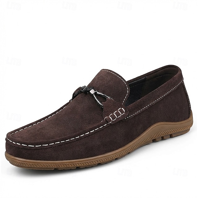 Men's Brown Suede Loafers Slip-On Casual Dress Shoes Soft Comfort Moccasin Footwear for Daily Wear, Driving, Travel, Office, Weekend Outfits and Relaxed Smart Casual Style