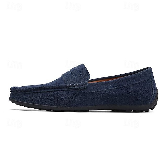 Men's Blue Faux Suede Driving Loafers – Lightweight