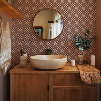 Checkered Quilt Wallpaper, mocha mousse