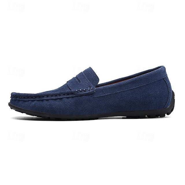 Men's Blue Faux Suede Driving Loafers – Lightweight