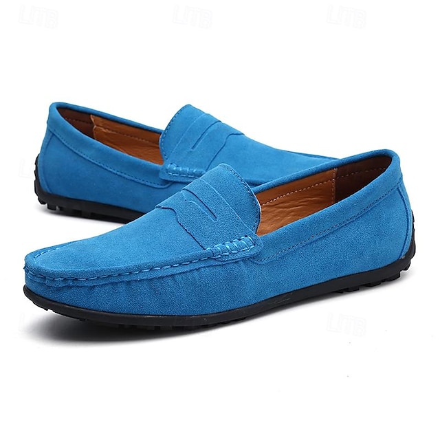 Men's Blue Faux Suede Driving Loafers – Lightweight