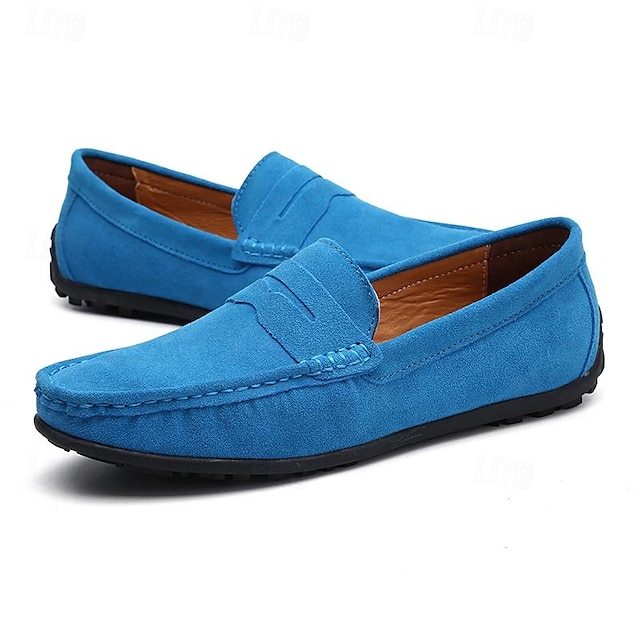 Men's Blue Faux Suede Driving Loafers – Lightweight