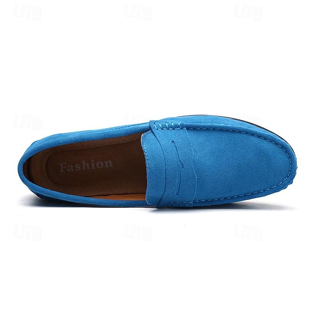 Men's Blue Faux Suede Driving Loafers – Lightweight