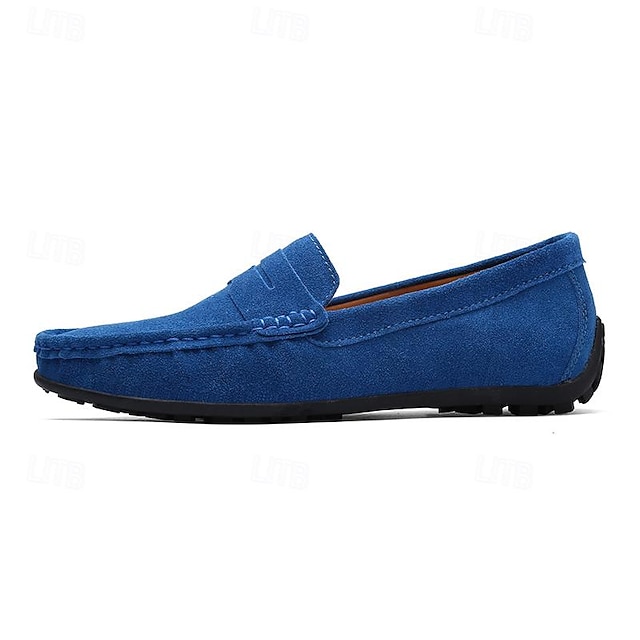 Men's Blue Faux Suede Driving Loafers – Lightweight