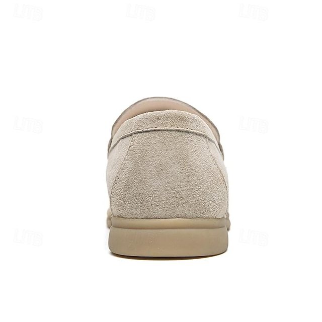 Men's Casual Beige Suede Loafers – Comfortable Slip-On