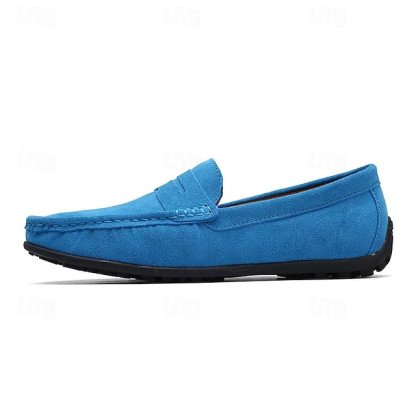 Men's Blue Faux Suede Driving Loafers – Lightweight