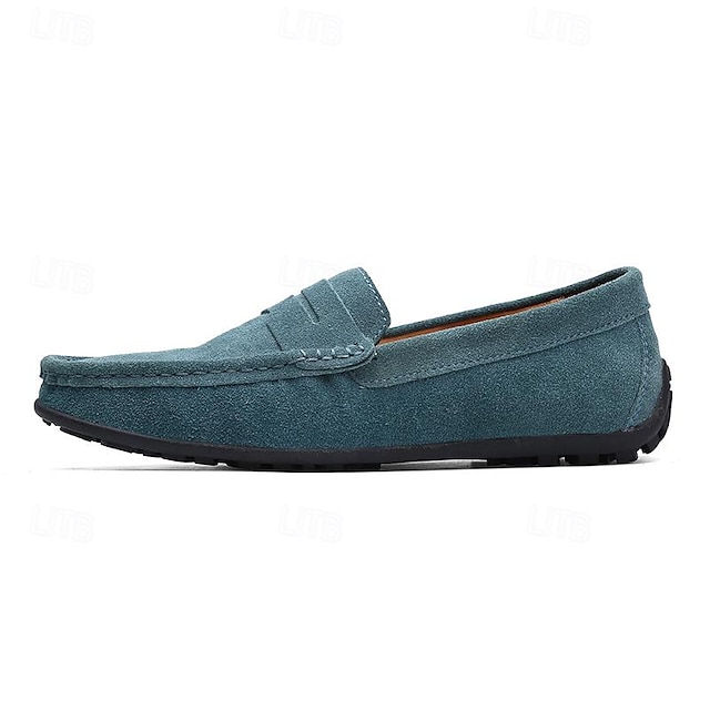 Men's Blue Faux Suede Driving Loafers – Lightweight