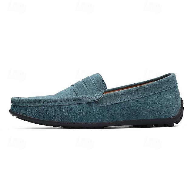 Men's Blue Faux Suede Driving Loafers – Lightweight
