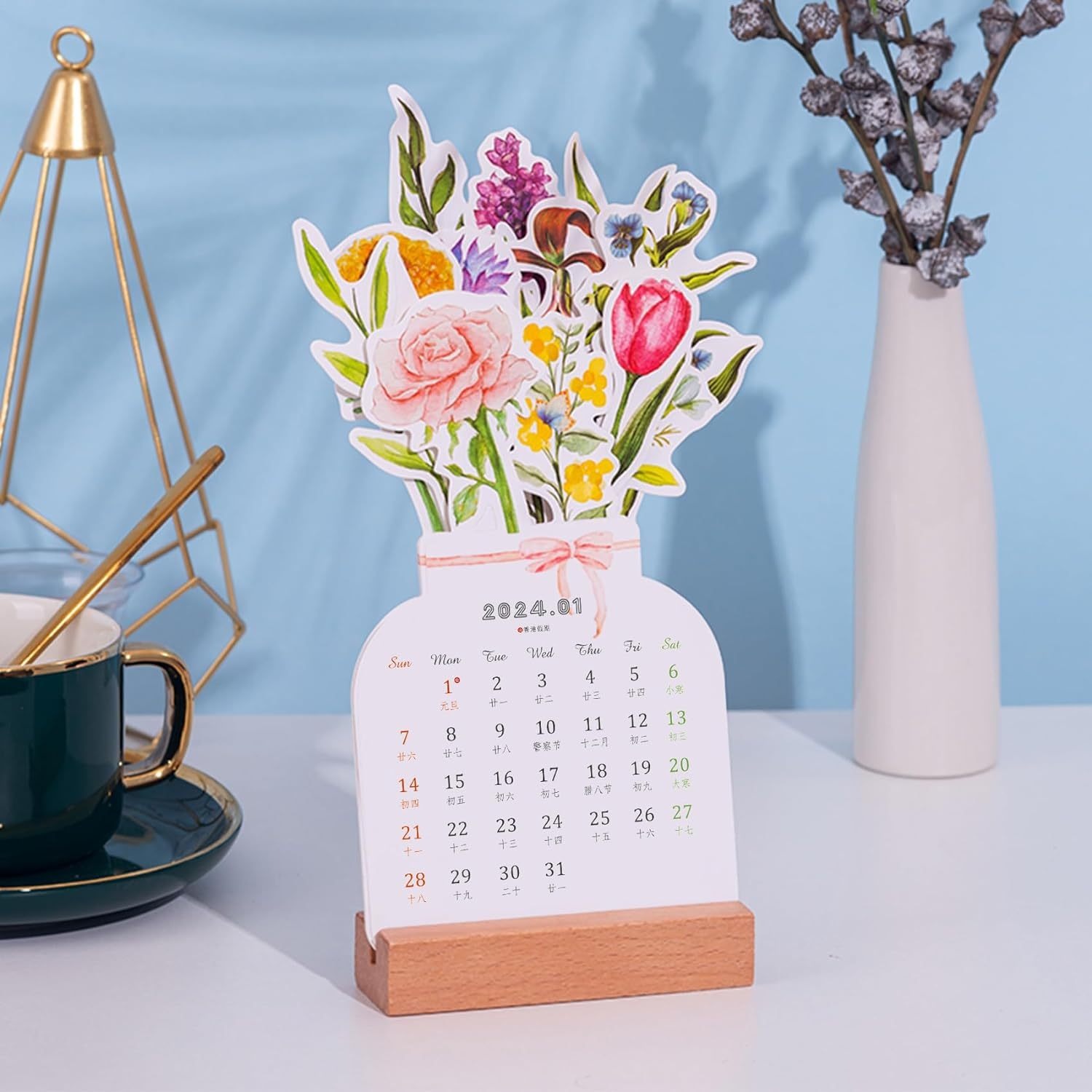 💐2024 Bloomy Flowers Desk Calendar