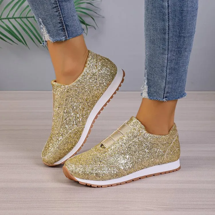 🔥Rebajas de Navidad 60% de descuento-Sparkling Glitter Elasticated Slip-On Fashion Sneakers