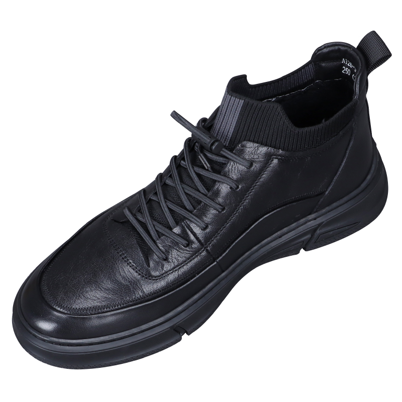 High-top Casual Sneakers with Trendy Sporty Design and Woolen Collar, Men's Winter Cotton Shoes
