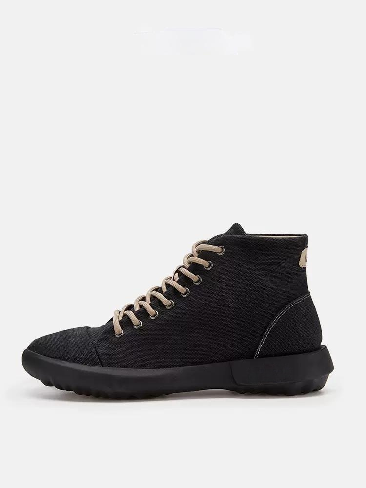 Men's High-Top Canvas Shoes with Elastic Fabric, Casual, Simple, Stylish, and Comfortable