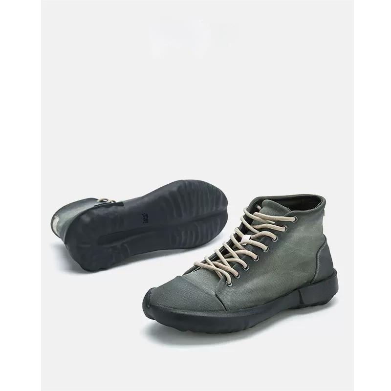 Men's High-Top Canvas Shoes with Elastic Fabric, Casual, Simple, Stylish, and Comfortable