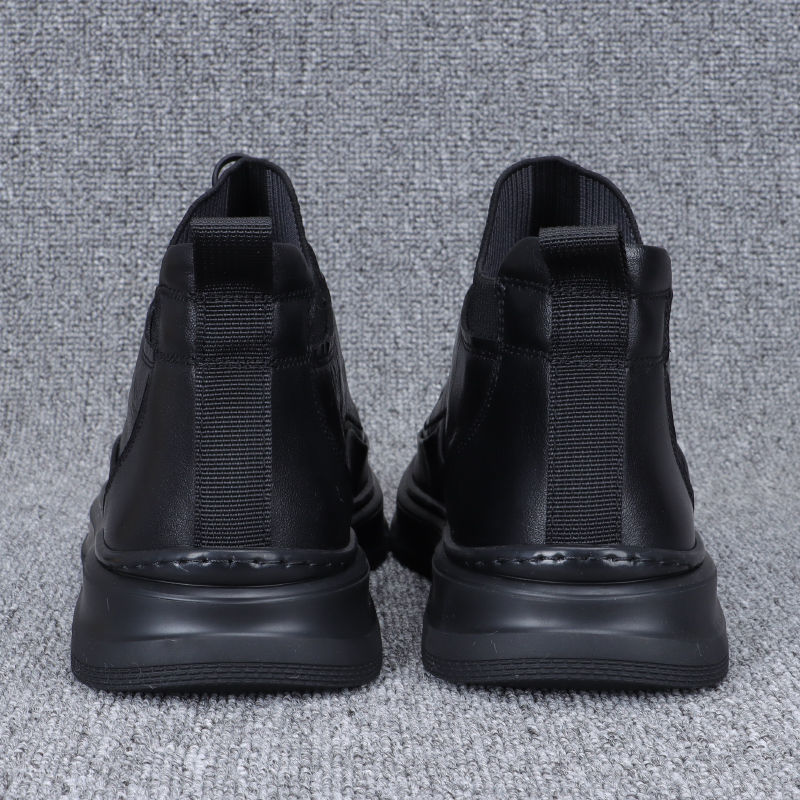 High-top Casual Sneakers with Trendy Sporty Design and Woolen Collar, Men's Winter Cotton Shoes