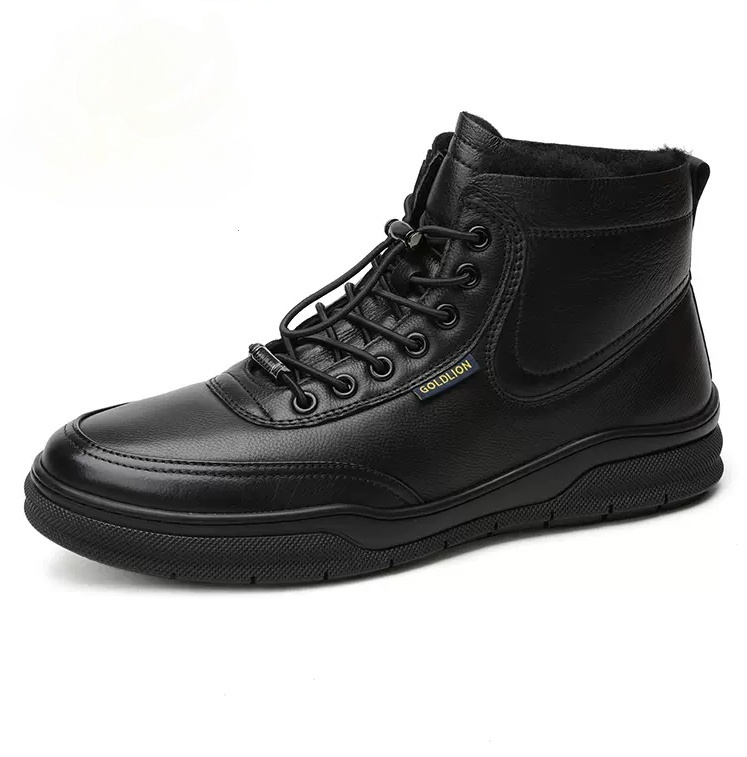High-top Sheepskin Thickened Plush Outdoor Snow Boots with Thickened Soles and Cotton Lining