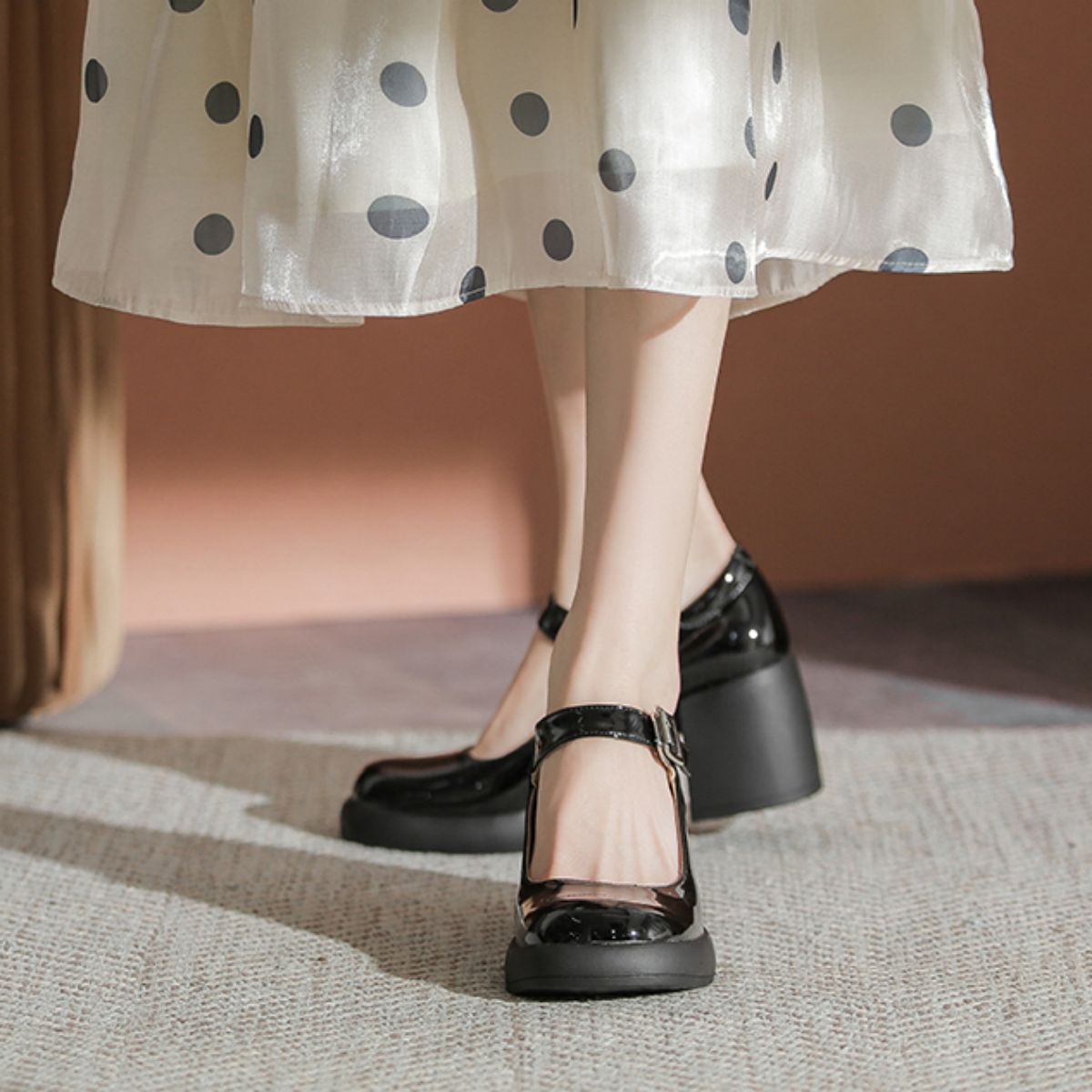 Genuine Leather Mary Jane High Heel Shoes
