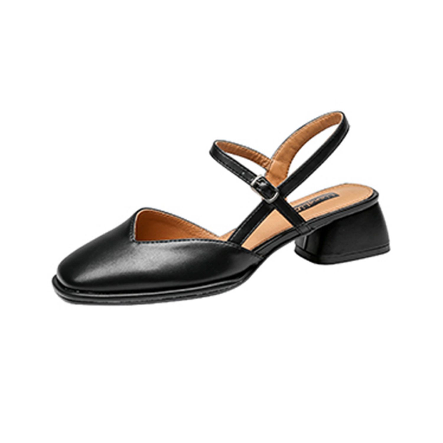Roman Style Sandals with Square Toe, Thick Heel, and Buckle Strap