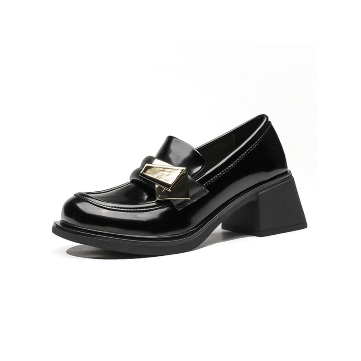 Vintage British Style Black Mary Jane Loafers with High Chunky Heels - Classic and Stylish