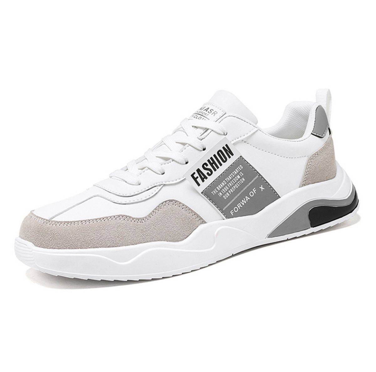 Versatile and Trendy White Sneakers - Casual Sporty Skate Shoes-grey