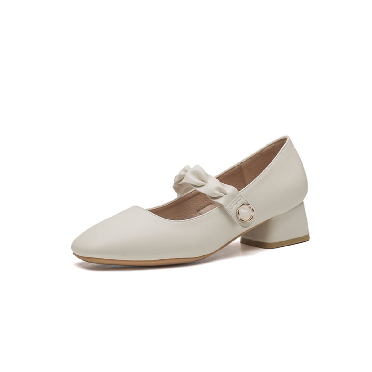  Gentle French Style Low Heel Leather Shoes - Elegant Mid-Heel Single Shoes