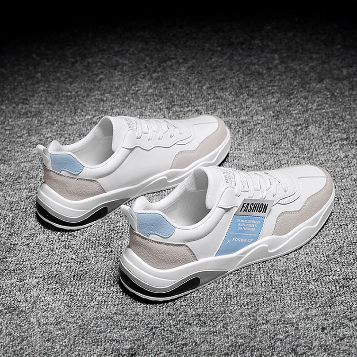 Versatile and Trendy White Sneakers - Casual Sporty Skate Shoes-blue