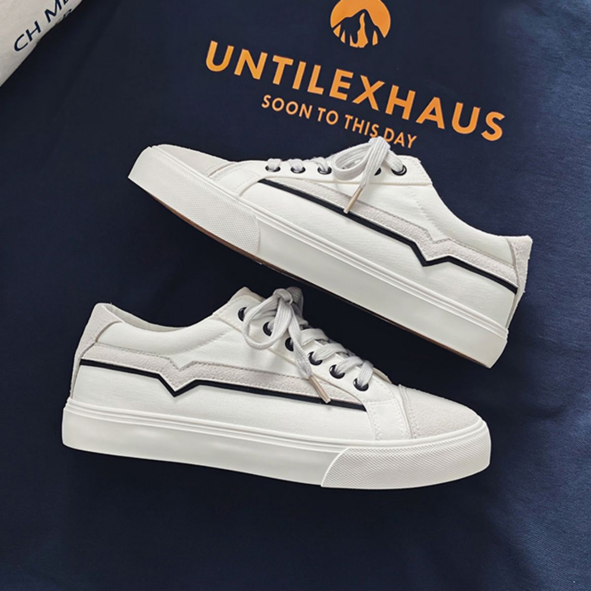 Canvas Skate Shoes for Men - Versatile Casual White Sneakers-white