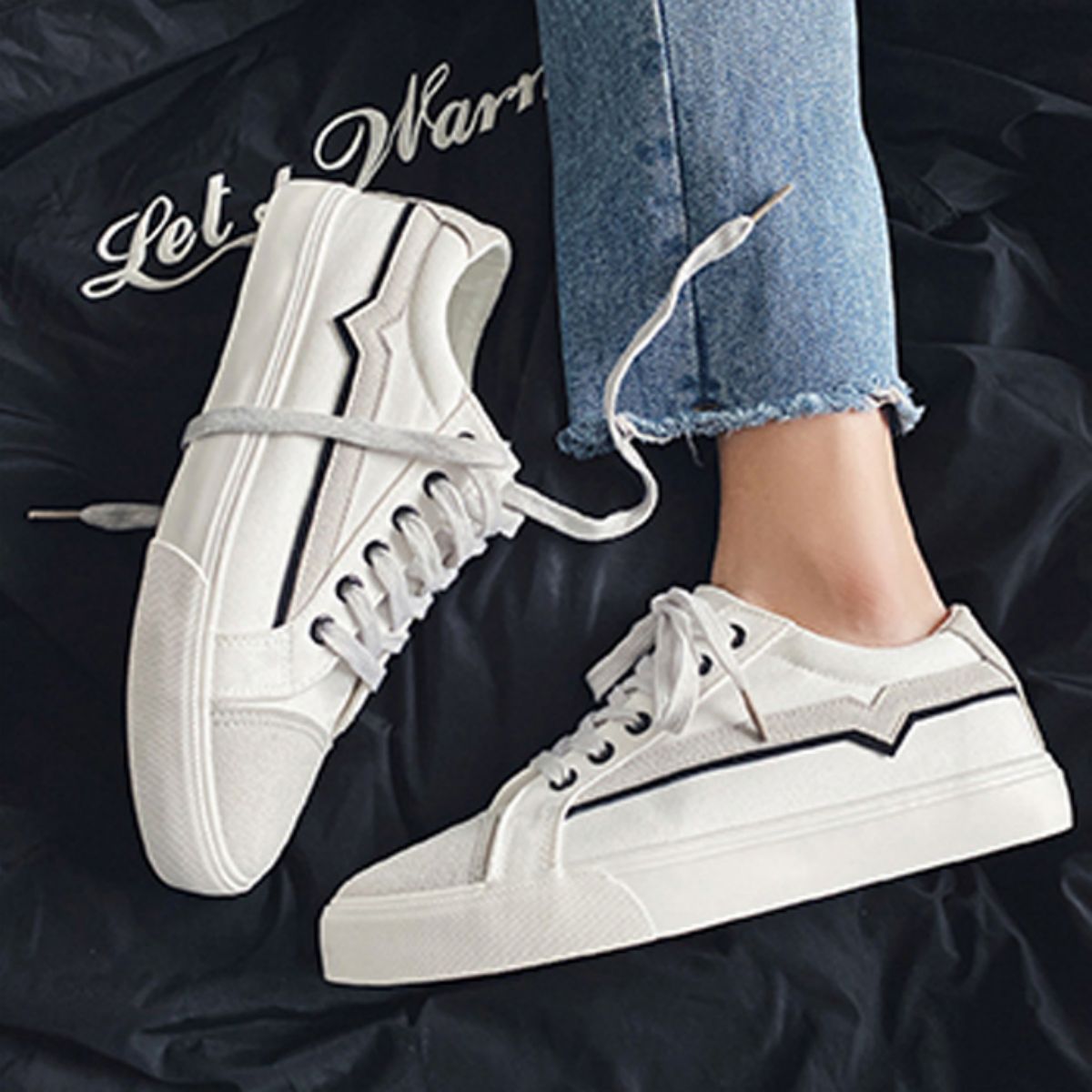 Canvas Skate Shoes for Men - Versatile Casual White Sneakers-white