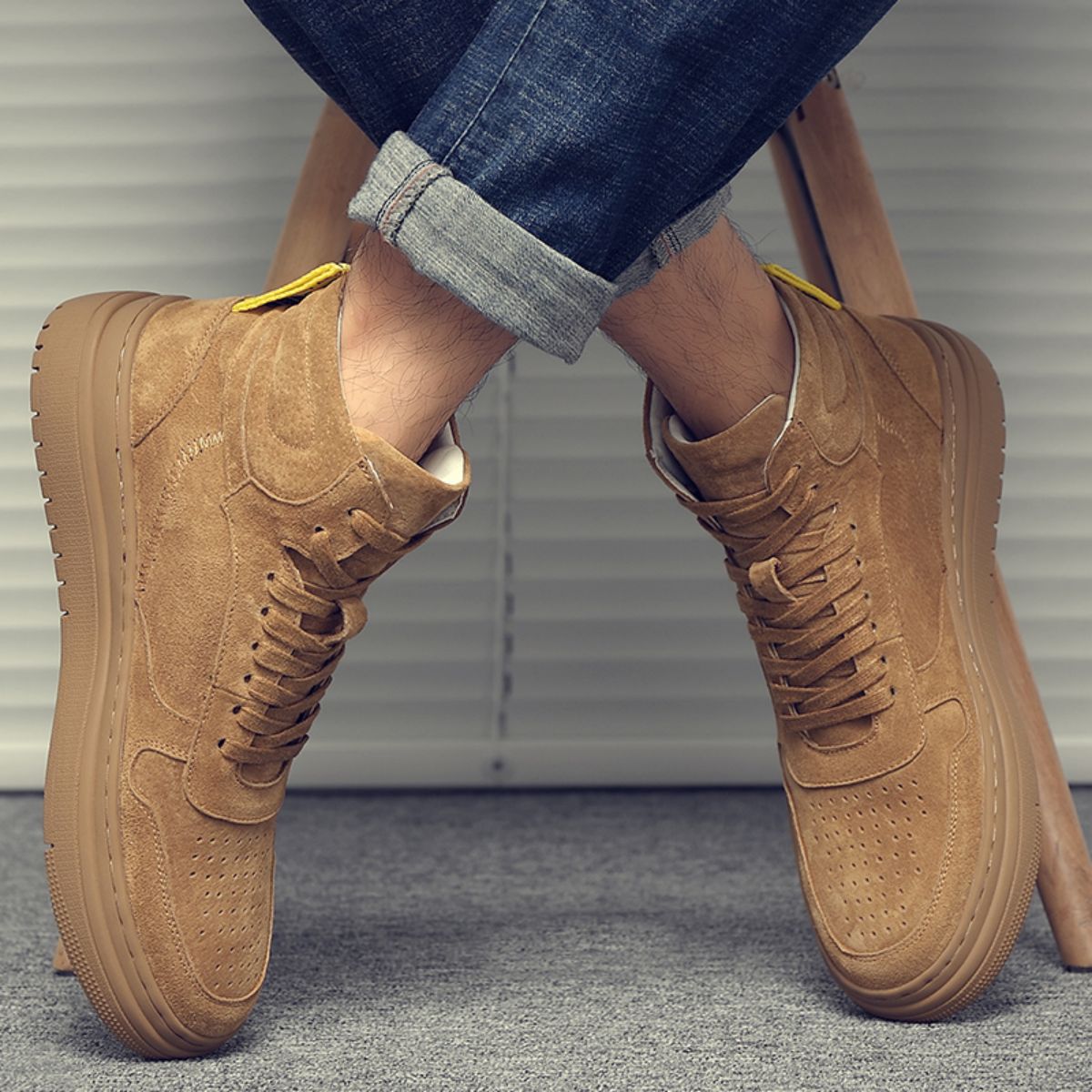 Martin boots, soft soled British leather casual workwear boots, retro yellow boots